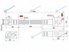 ST-46210-20J00 Шланг тормозной передний (Таиланд) NISSAN PATROLSAFARI RD28T 88-00 промежуточный