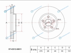 ST-43512-68011 Диск тормозной перед TOYOTA WISH ANEZNE1 03-