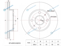 ST-43512-52010 Диск тормозной перед TOYOTA VITZPLATZ 99-05