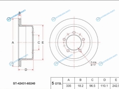ST-42431-60240 Диск тормозной зад TOYOTA Land Cruiser FZJHZJ105 (GEN) 98-07