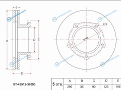 ST-43512-37090 Диск тормозной перед TOYOTA DYNATOYOACE 99- XZU34BUBZU3HINO 300