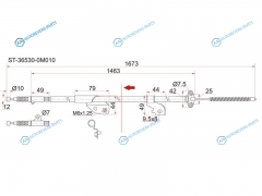 ST-36530-0M010 Трос ручника NS SunnyPulsarAlmera GA13141516. B14N15 2WD 94-. -RH (-Antiskid)