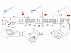 ST-90947-02878 Шланг тормозной задний (Таиланд) TOYOTA CAMRYGRACIAMARK2 QUALISWINDOMLEXUS ES300 96-01 LH