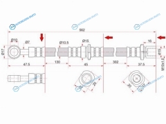 ST-26550-FC010 Шланг тормозной передний (Таиланд) SUBARU FORESTERLEGACYOUTBACK 95- RH