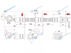 ST-90947-02875 Шланг тормозной передний (Таиланд) TOYOTA CAMRYGRACIAHARRIERMARK2 QUALISWINDOM правый