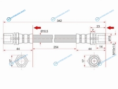 ST-90947-02470 Шланг тормозной передний (Таиланд) TOYOTA DYNA 200TOYOACE G25 84-02LAND CRUISER PRADO 90- LH=RH