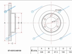 ST-43512-60150 Диск тормозной перед TOYOTA LAND CRUISER J12LEXUS GX470 02-