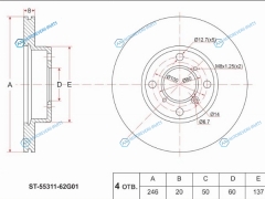 ST-55311-62G01 Диск тормозной перед SUZUKI LIANA M13A16A18A 02-AERIO M15AM18A 02-