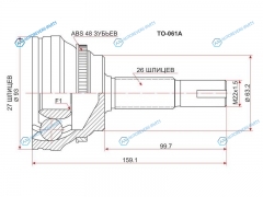 TO-061A Шрус наружный TOYOTA CAMRY ACV4 01-09HARRIER ACU3MCU35IPSUM ACM2KLUGER ACU25RAV-4 ACA20