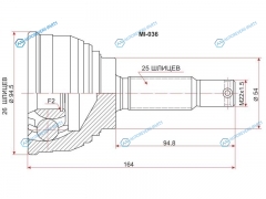 MI-036 Шрус наружный MITSUBISHI DIAMANTESIGMA F11AF13A 6G716A126G73 89-92