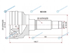 MZ-036 Шрус наружный MAZDA 323FAMILIAPROTEGE B3B5FPZLFS 96-03PREMACY CP8W 4WD