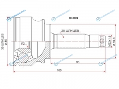 MI-080 Шрус наружный MITSUBISHI ASX GA 10-OUTLANDER 4B12 CW5 05-DELICACV5W D5 06-CITROEN C-CROSSER 07-