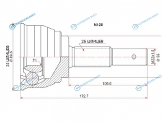 NI-20 Шрус наружный NISSAN ADSUNNYPULSARPRESEA SR18CD20 90-99