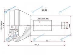 DW-10 Шрус наружный CHEVROLET EPICA V200250 03-07-DAEWOO KALOS 2.0 02-