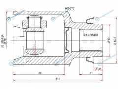 MZ-073 Шрус внутренний RH MAZDA 3 BL АКПП 1.6