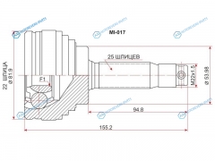 MI-017 Шрус наружный MITSUBISHI MIRAGELANCERLIBEROGALANT 4G374G134G154G91 87-95
