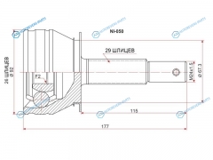 NI-050 Шрус наружный NISSAN PATHFINDER R51 YD25DDVQ40DE 4WD AT 05-Navara D40 05-