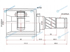 NI-722 Шрус внутренний LH NISSAN X-TRAIL T30TEANA J31PRESAGE U31