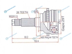 MA-45A44 Шрус наружный MAZDA FAMILIA BJ RFPREMACY 2WD 98- ABS