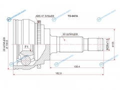 TO-947A Шрус наружный RR TOYOTA MARK II JZX90100110ALTEZZABREVISPROGRESVEROSSA