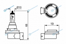 1987302089 Лампа 12v 19w h16 pure light (картон 1 шт) 1987302089