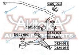 0301-001 Сайлентблок рычага подвески передний | перед правлев