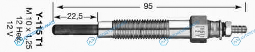 Y-115T-1_свеча накаливания!| Mitsubishi Galant 4D55 83>|Pajero 2.5TD 4D56 Turbo 86>