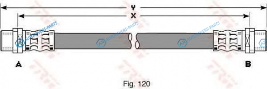 PHA294 Шланг тормозной | перед правлев