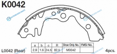 K0042 Колодки тормозные барабанные Daihatsu Gran Move K0042
