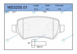 WS3200.01 Колодки тормозные дисковые | зад
