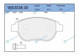 WS3038.00 Колодки тормозные дисковые | перед