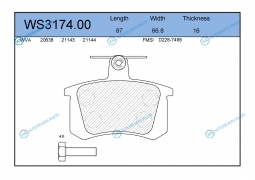 WS3174.00 Колодки тормозные дисковые | зад