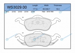 WS3029.00 Колодки тормозные дисковые | перед
