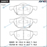 SN987P Дисковые тормозные колодки ADVICS
