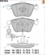 RB1654 Дисковые тормозные колодки R BRAKE