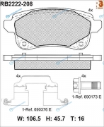 RB2222-208 Дисковые тормозные колодки R BRAKE