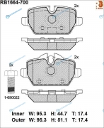 RB1664-700 Дисковые тормозные колодки R BRAKE