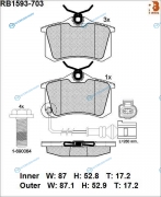 RB1593-703 Дисковые тормозные колодки R BRAKE