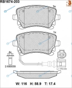 RB1674-203 Дисковые тормозные колодки R BRAKE