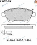 RB1535-701 Дисковые тормозные колодки R BRAKE