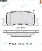 RB1706 Дисковые тормозные колодки R BRAKE (противоскрипная пластина в компл.)