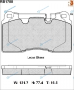 RB1788 Дисковые тормозные колодки R BRAKE (противоскрипная пластина в компл.)