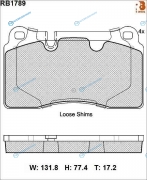 RB1789 Дисковые тормозные колодки R BRAKE (противоскрипная пластина в компл.)