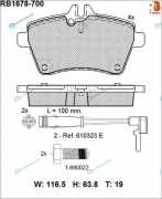 RB1678-700 Дисковые тормозные колодки R BRAKE