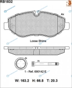 RB1832 Дисковые тормозные колодки R BRAKE (противоскрипная пластина в компл.)
