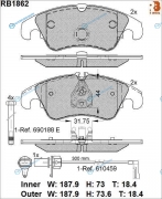 RB1862 Дисковые тормозные колодки R BRAKE