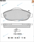 RB1851 Дисковые тормозные колодки R BRAKE