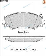 RB1760 Дисковые тормозные колодки R BRAKE (противоскрипная пластина в компл.)