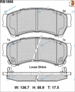 RB1868 Дисковые тормозные колодки R BRAKE