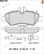 RB1787 Дисковые тормозные колодки R BRAKE (эл. датчик износа в компл.)
